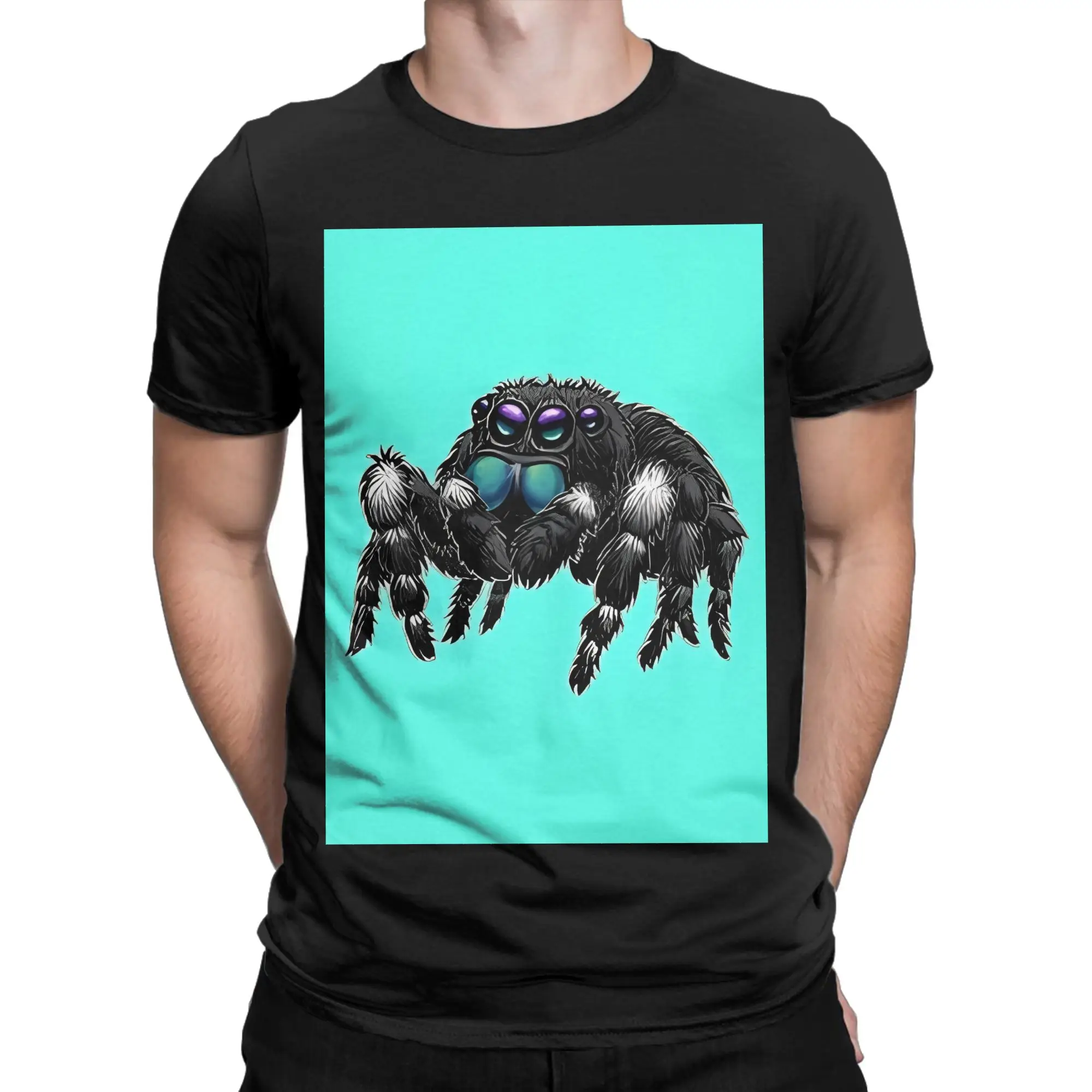 Camiseta de algodón 100% con gráfico divertido de la araña saltarina Phidippus Audax Lucas the Spider, camisetas para hombre