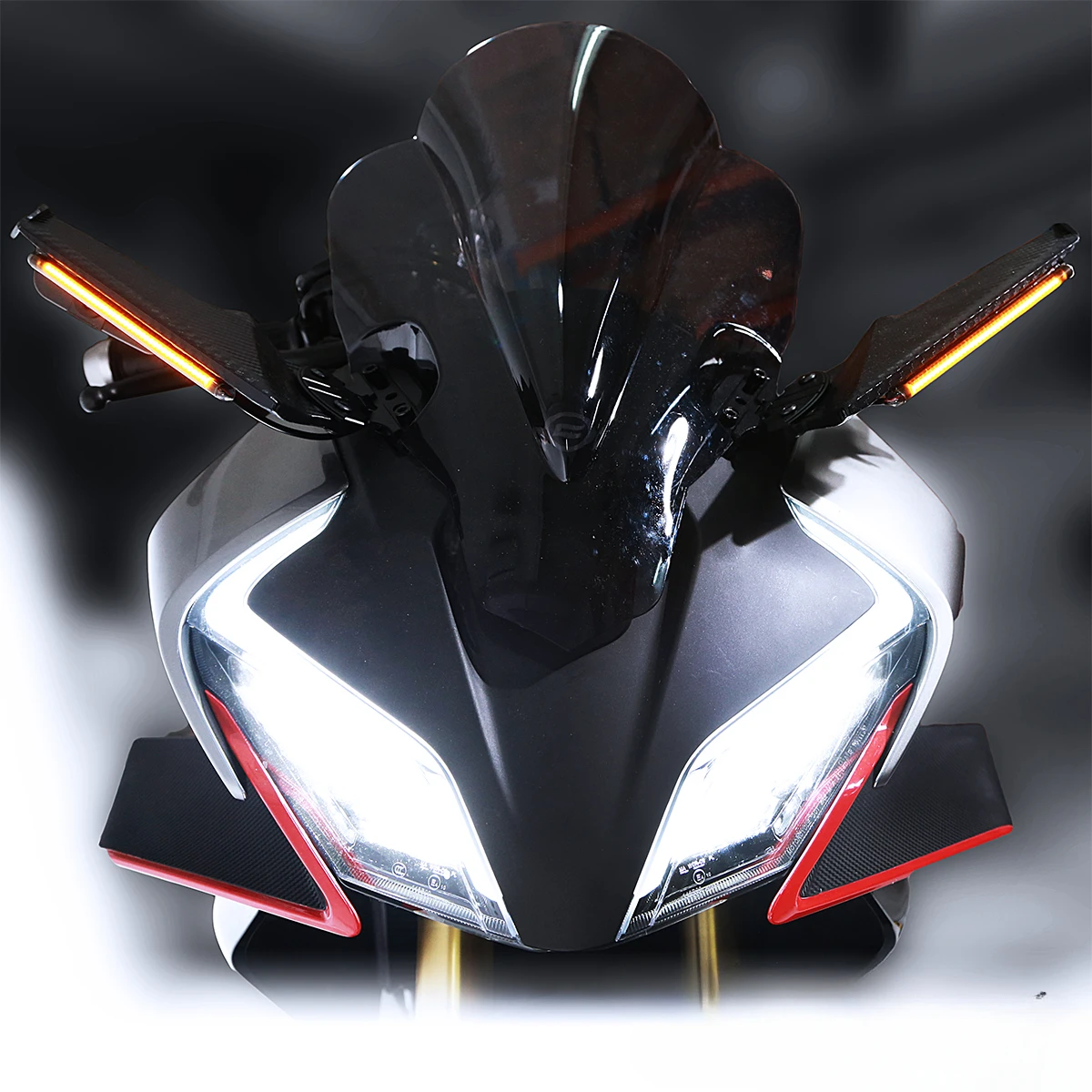 Universal Motorcycle Adjustable LED Side Wing Spoiler Fairing With Rear View Mirror For Honda CBR650R CF450SR