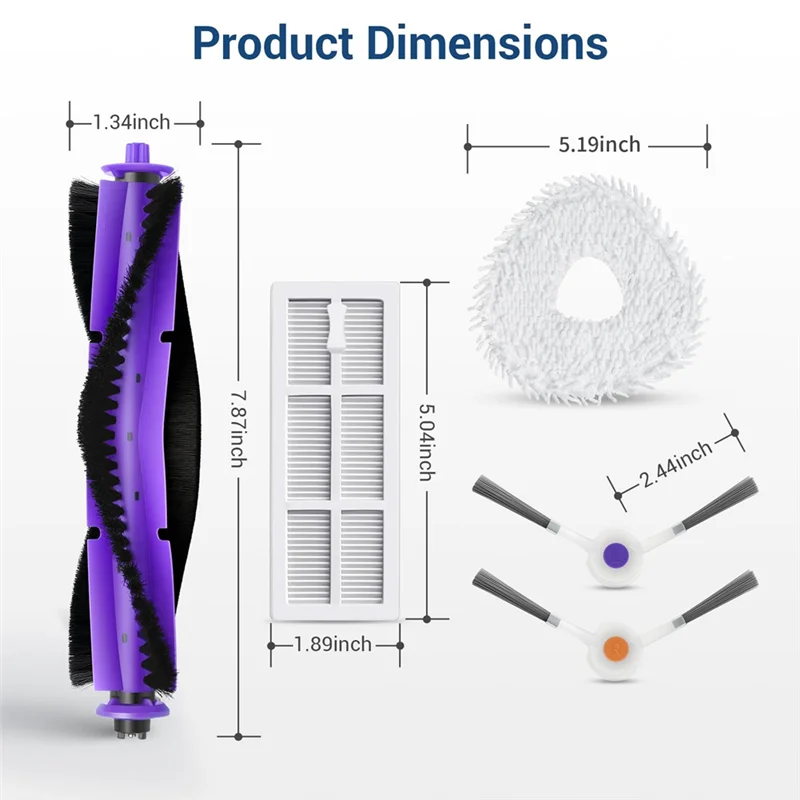 AT19-Narwal Freo 로봇 진공 청소기용 교체 부품 키트-메인 롤러 브러시, Hepa 필터, 걸레 패드 및 사이드 브러시 액세서리