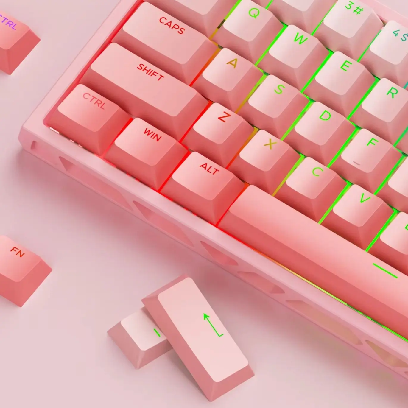 JiZhou ZhengKe Personalized Translucent Gradient Color PBT Side-Engraved Keycaps 134 Keys Mechanical Keyboard Full Set Customiza