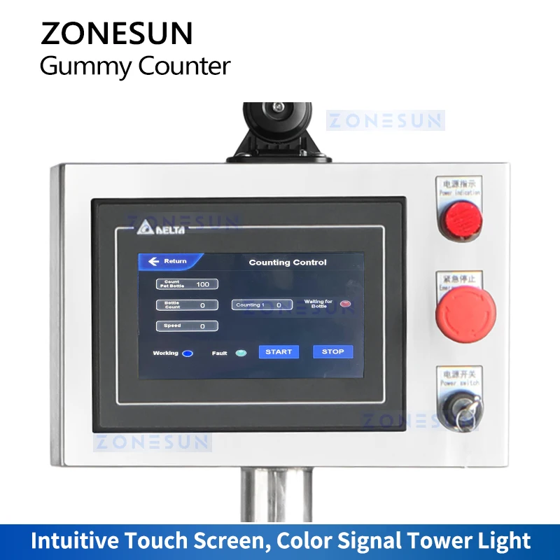 Zonesun ZS-SLJ8 8-Kanal-Hochgeschwindigkeits-, hochpräzise automatische Gummibärchen-Zähl- und Füllmaschine