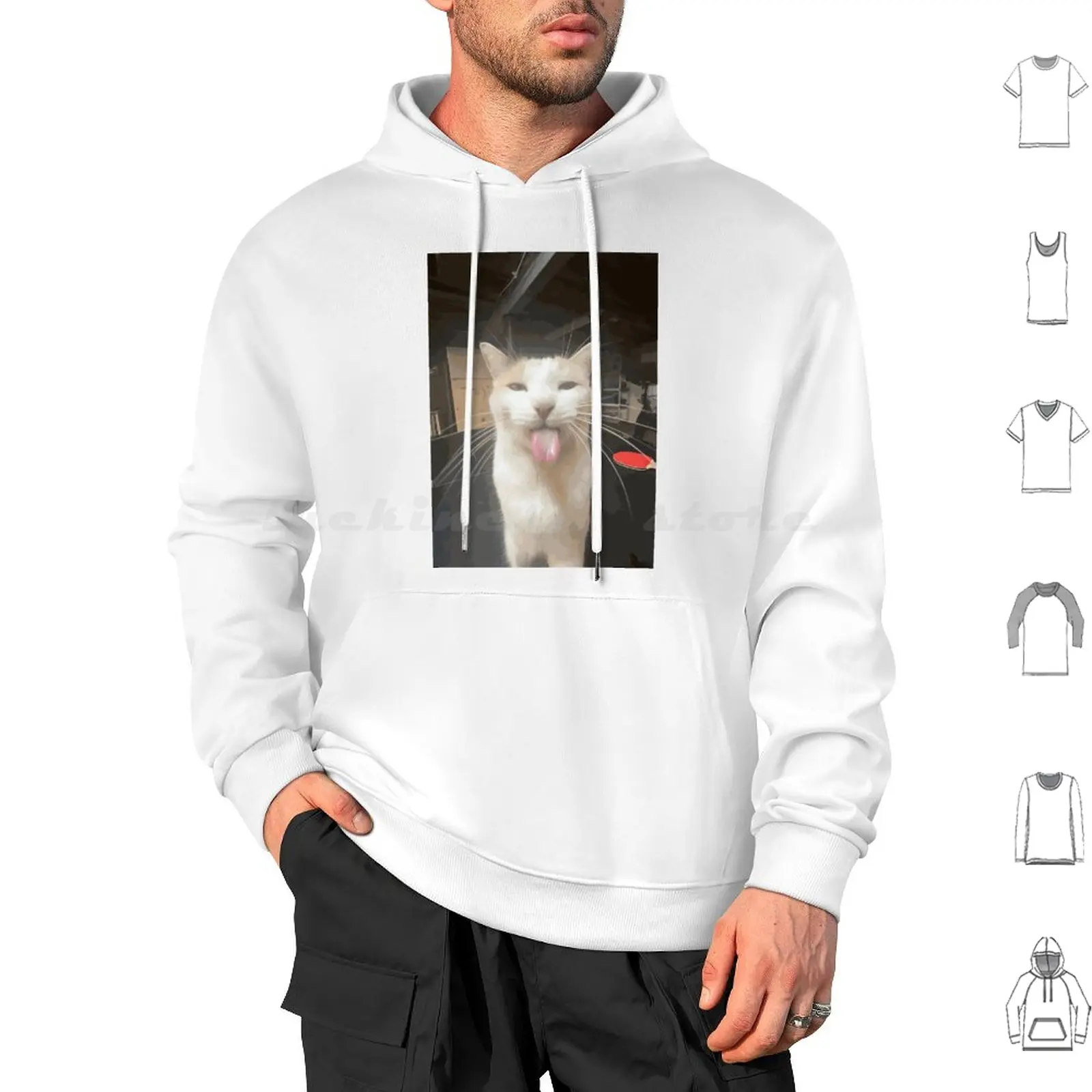 Bleh Cat : P Hoodie cotton Long Sleeve Cat Gato Meme Bleh Blehhhh Silly Cute Funny Adorable Kitten Kitty Reaction Fluffy