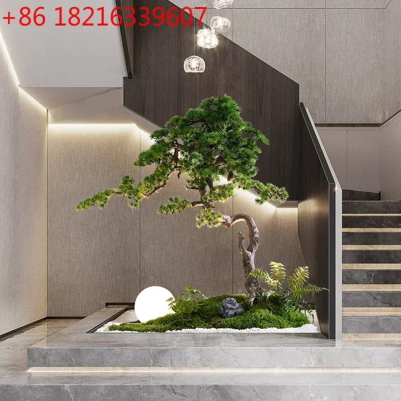 TAO Tao Large Welcome Pine Simulation Tree Chinese Landscaping Decoration Porch Window Fake Tree Green Plant Ornament