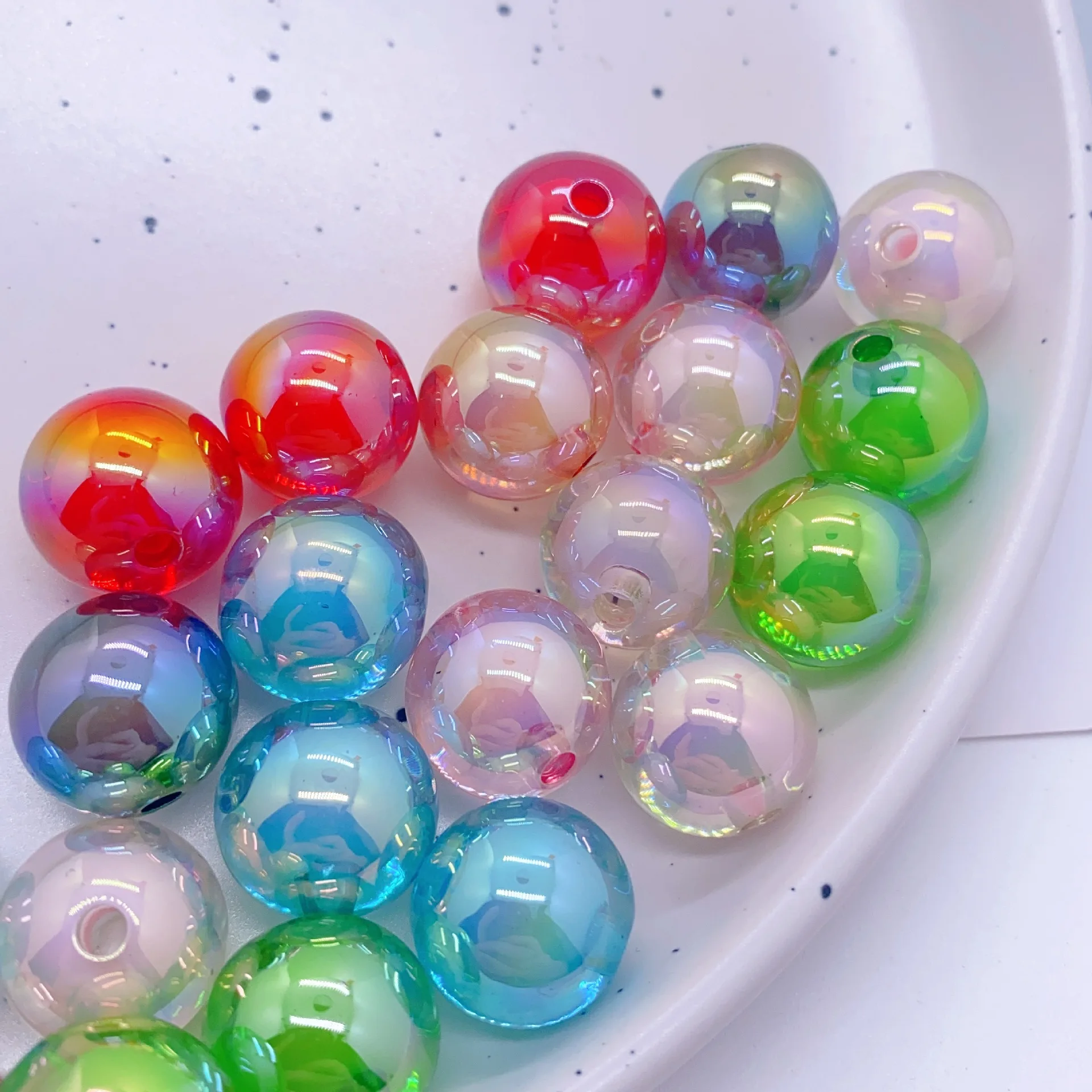 

Fresh New Transparent Colorful Core Round Gumball Bubblegum Jewelry Beads 16mm 80pcs Lucite Bracelet Necklace Earring Making DIY