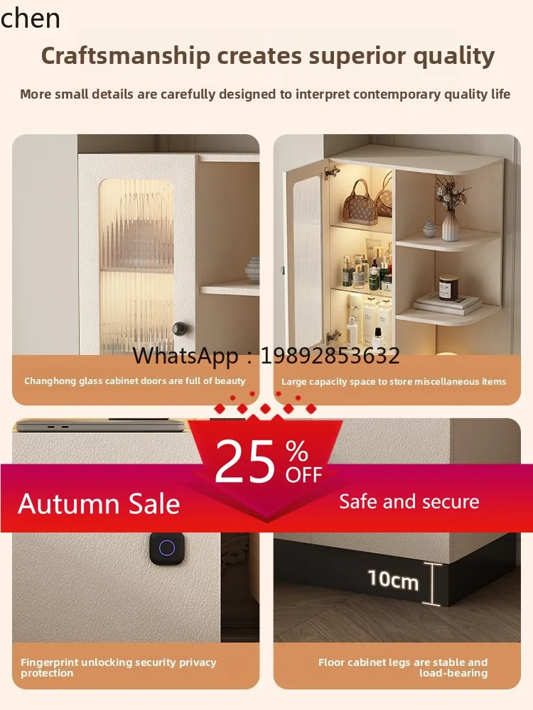 

Cream Style Bedroom Bedside Corner Cabinet Storage Organizer Bedside Table