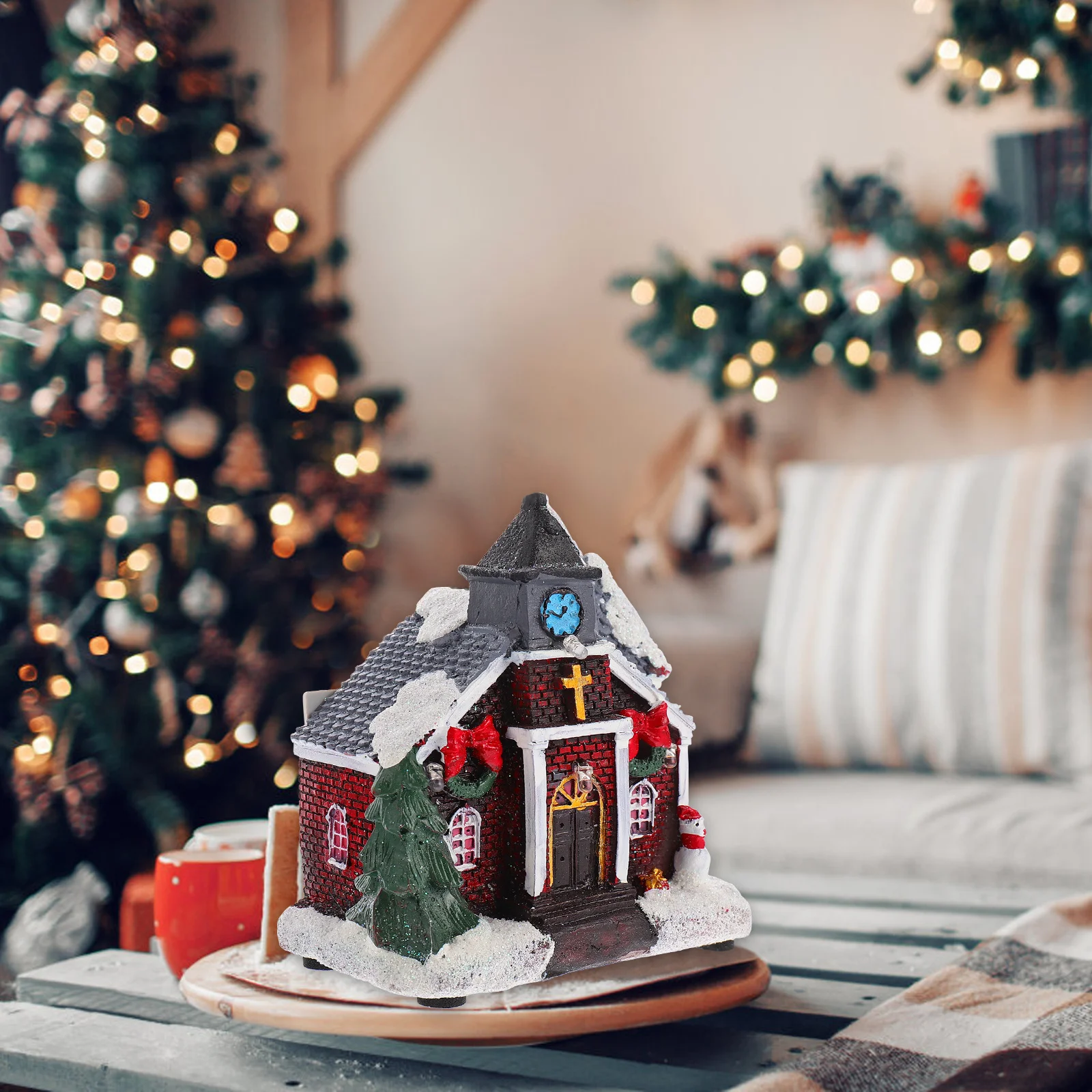 

Resin naments Chalet Xmas Decor Luminous Xmas Chalet Small Chalets for Home Office Holiday Gifts Christmas