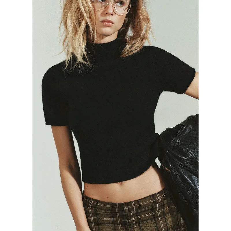 Winter New Women's Casual ort Sve f High Ne Soft Flat Needle Knitted Sweater Polyester Fiber Teen Girls Faion