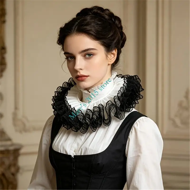 フリルネック衿 ブラウスやニット、ワンピースの重ね着に適した - Men'S Victorian Accessories のレビューと価格