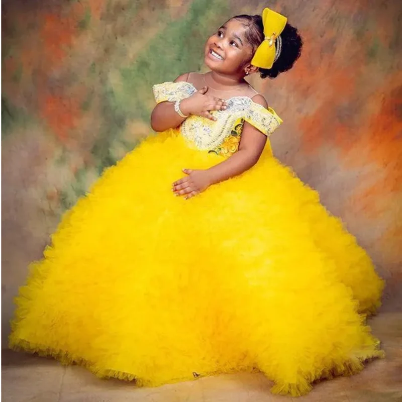 Vestido de flores con cuello en V hueco para niña, vestido con cuentas en la espalda, botón de encaje, cumpleaños, boda, fiesta de princesa, primera comunión