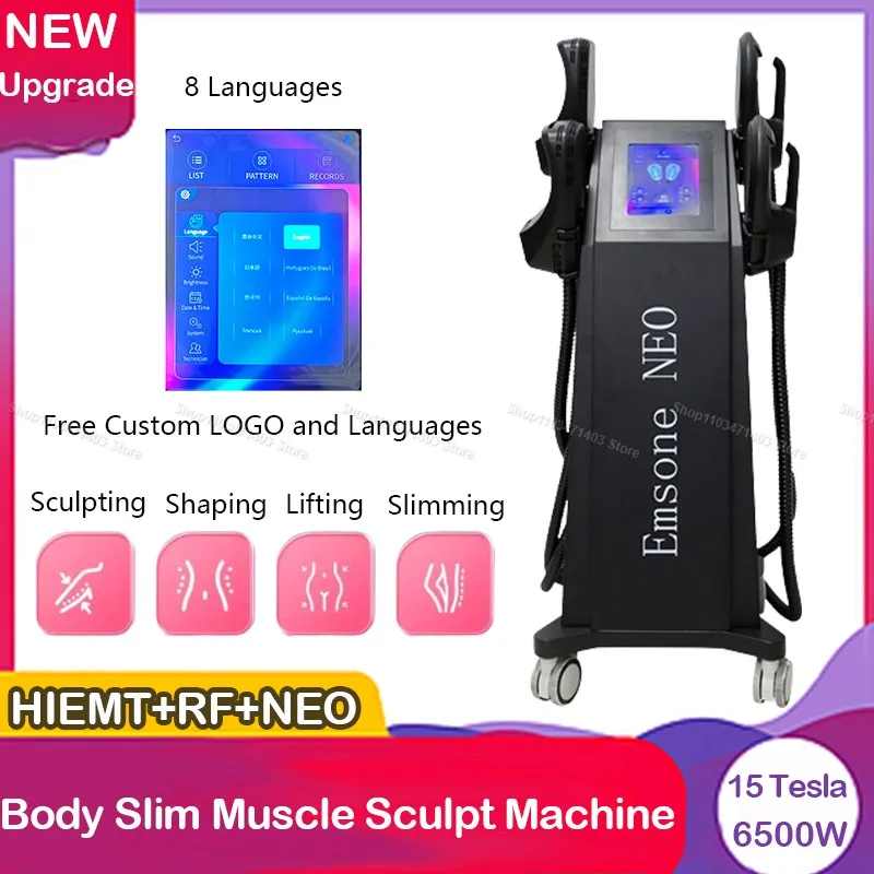 New Upgrade Professional Ems Muscle Suclpt Machine RF 15 Tesla 6500W Emsone NEO Body Slim Massage Device Fat Remval Nova