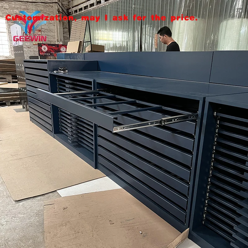 custom.Display Stand With Drawer of Metal and Wood Display Cabinet Showroom Floor Push Pull Ceramic Tile Display Rack