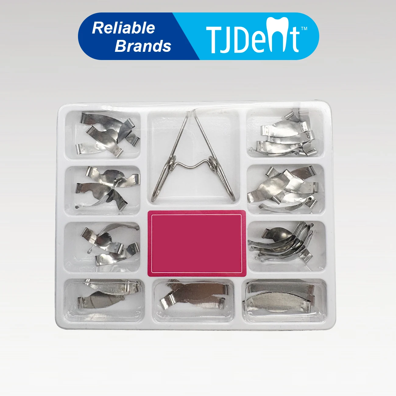 TJDent Dental Saddle Contoured Metal Matrices Matrix Kit With Springclip Band Resin Clamping/Seperating Ring Dentistry Tools