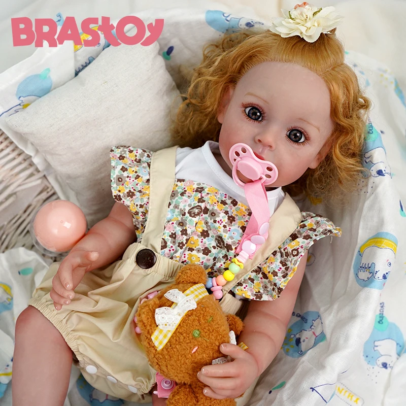 BRASTOY Reborn Reborn Baby Doll Painted Realistic 55cm Girl Blonde Silicone Body, Shipped from Brazil