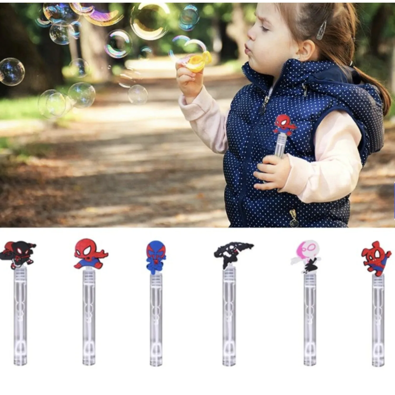 

Disney, Spider Man, Marvel Heroes, Avengers Cartoon Anime Children's Bubble Sticks, Children's Toys, Party Supplies, 6-piece Set