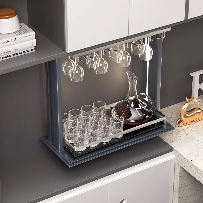 رف تخزين النبيذ لرفع المطبخ البسيط الحديث، أجهزة خزانة الرفع الكهربائية الفاخرة