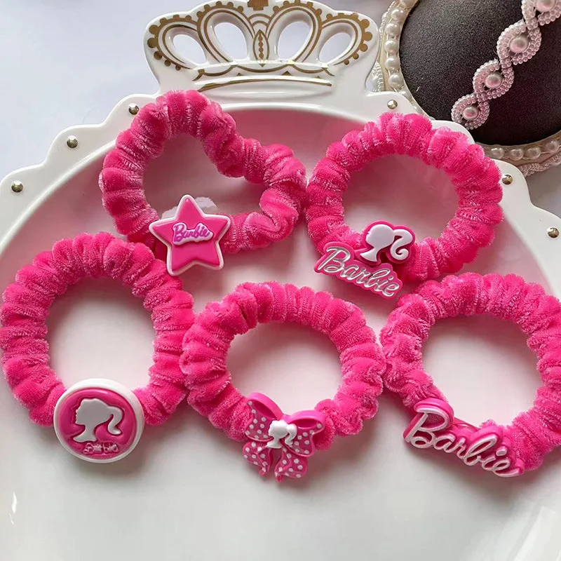 Barbie Plush Hair Band Cute Cartoon Children's Headband Pink Princess Girl Hairware Hair Decoration Kids Birthday Gifts