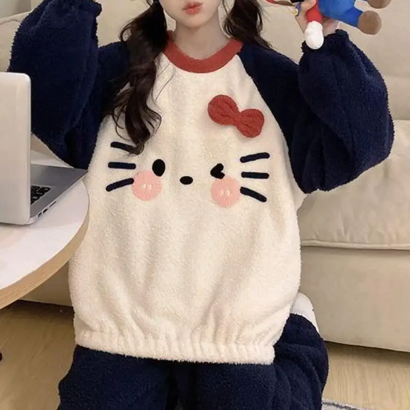 

Коралловые бархатные пижамы Sanrio Kuromi, фланелевая домашняя одежда на осень и зиму, бархатный утолщенный модный комплект интернет-знаменитостей