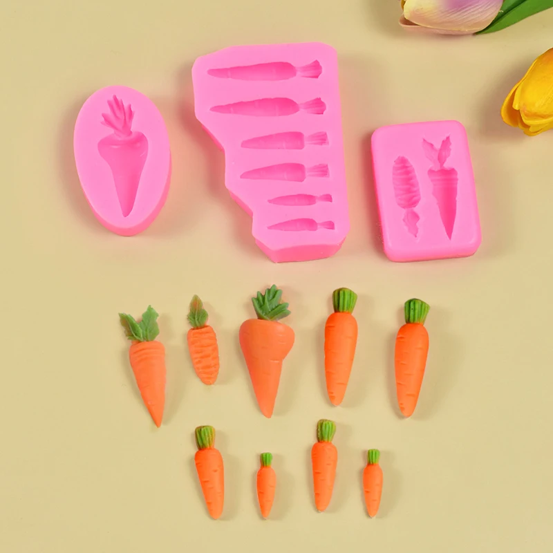 

3D Easter Decorations 1/2/6 Holes Carrot Silicone Molds Easter Party DIY Fondant Baking Cooking Kitchen Cake Decorating Tools