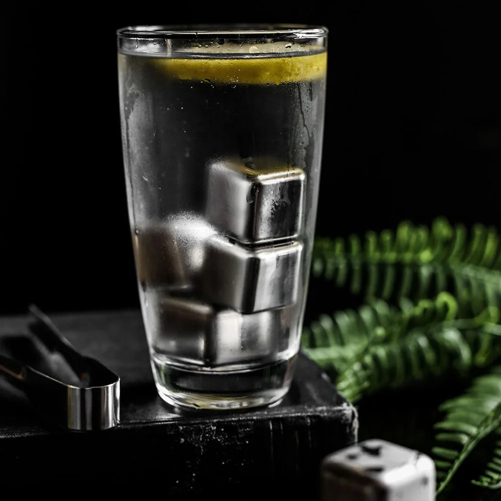 

6pcs Cooling Stones Smooth Stainless Steel Whiskey Drink Accessories Easy Clean No Household Stones Rust Bar Tools