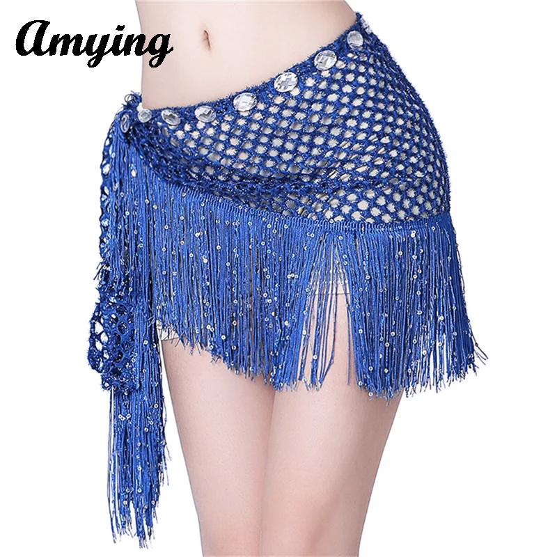 2024 Hollow out Tassel Hip Scarf Latin Dance Performance Tassel Triangle Scarf Dance Practice Training Tassel Waist Chain Scarf