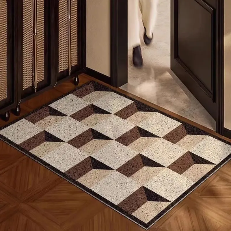 Geometric Welcome Rug Entry Doormat Silk Ring Entrance Door Mat Wear-resistant Soil Resistant Dirt Resistant Carpet Fußabtreter