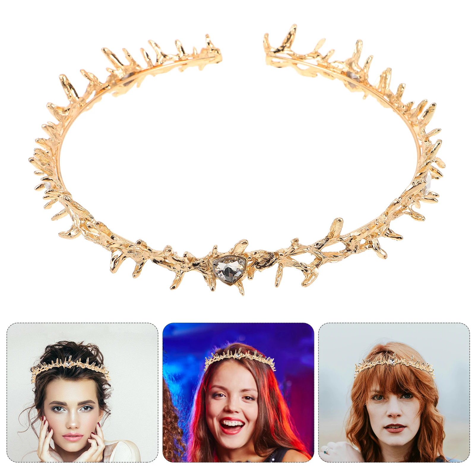 

Gothic Halloween Crown Headpiece Spiky Thorn Design Lightweight Costume Party Hairband Women Girls Silver Crown Tiara Festival