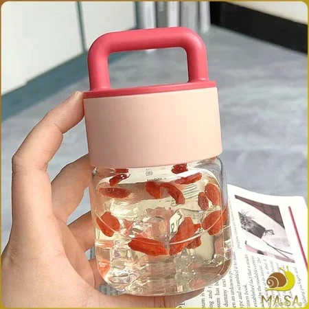 

1PC Handheld Chubby Lovely Milk Cup 300ml Mini Yogurt Glass Bottle Fruit Tea Water Cup For Outdoor Travel Camping Shopping