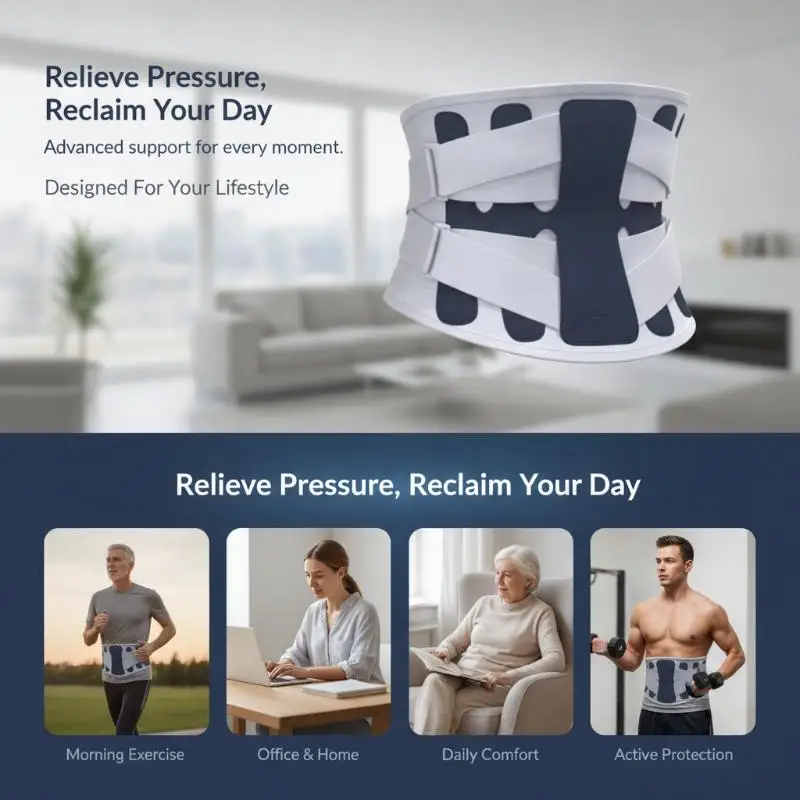 Unisex Lumbar Support Belt 360° Surround Pressure Dual Support System Medical Grade for Waist Strain Rehabilitation Care