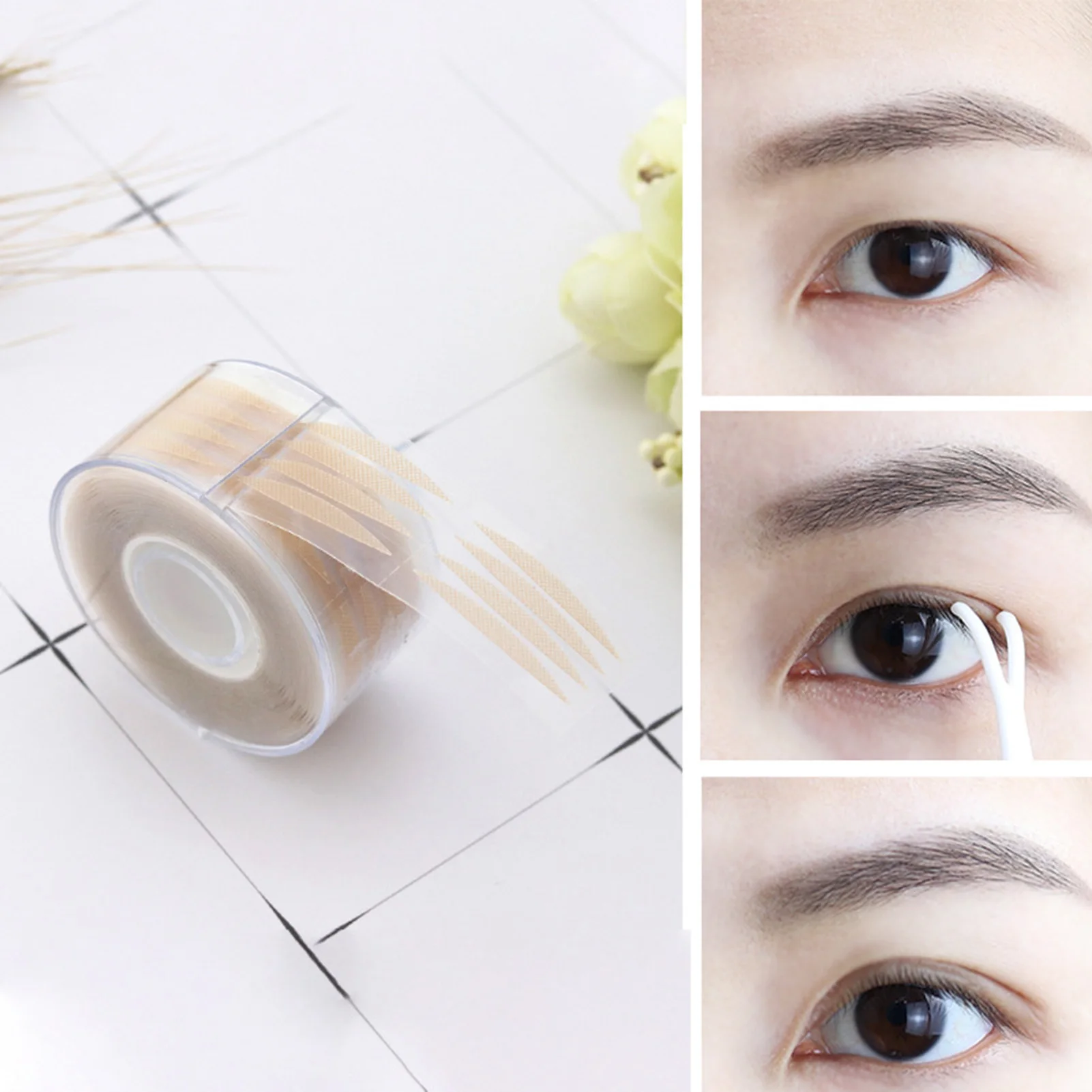 300 Pairs Double Eyelid Tape Stickers Glue-Free Clear Beige Eyelid Lifter Strips for Droopy Lids Hooded Eyes