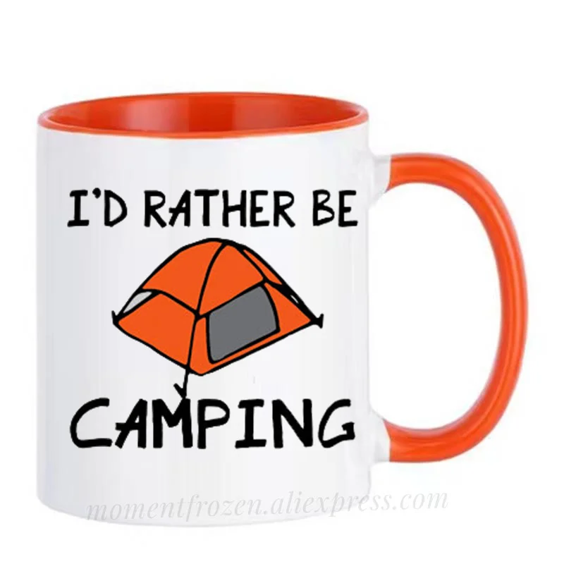 I'd Rather Be Camping Cups Campfire Mugs Funny Travel Coffee Mugen Unique Tableware Coffeeware Home Office Decal Friends Gifts