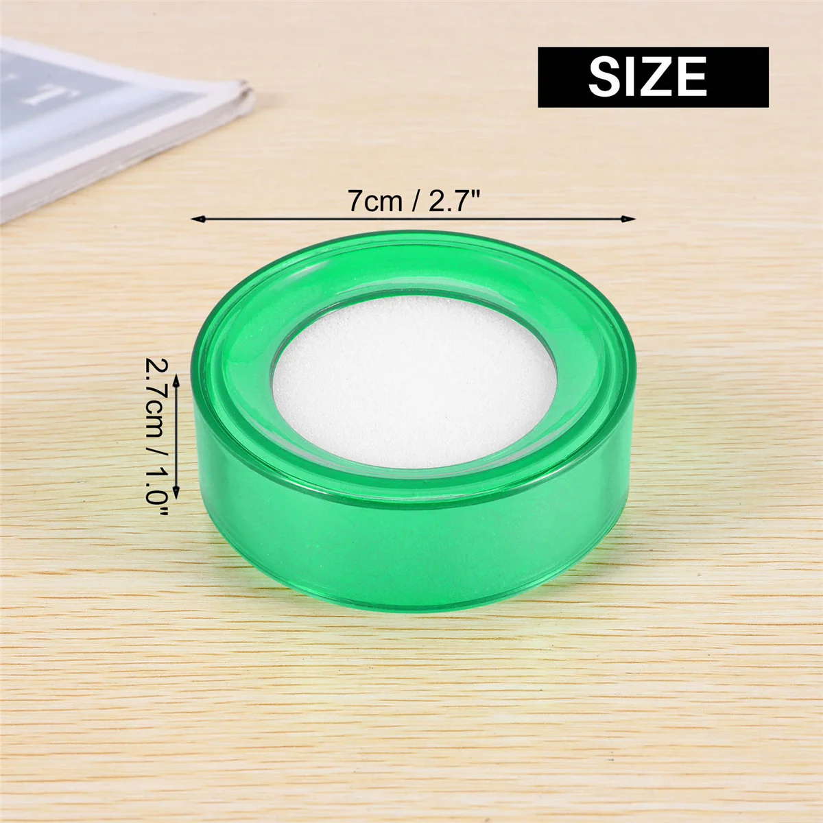 Green Plastic 7cm Dia Sponge Finger Wet Money Cashier 2 Pcs