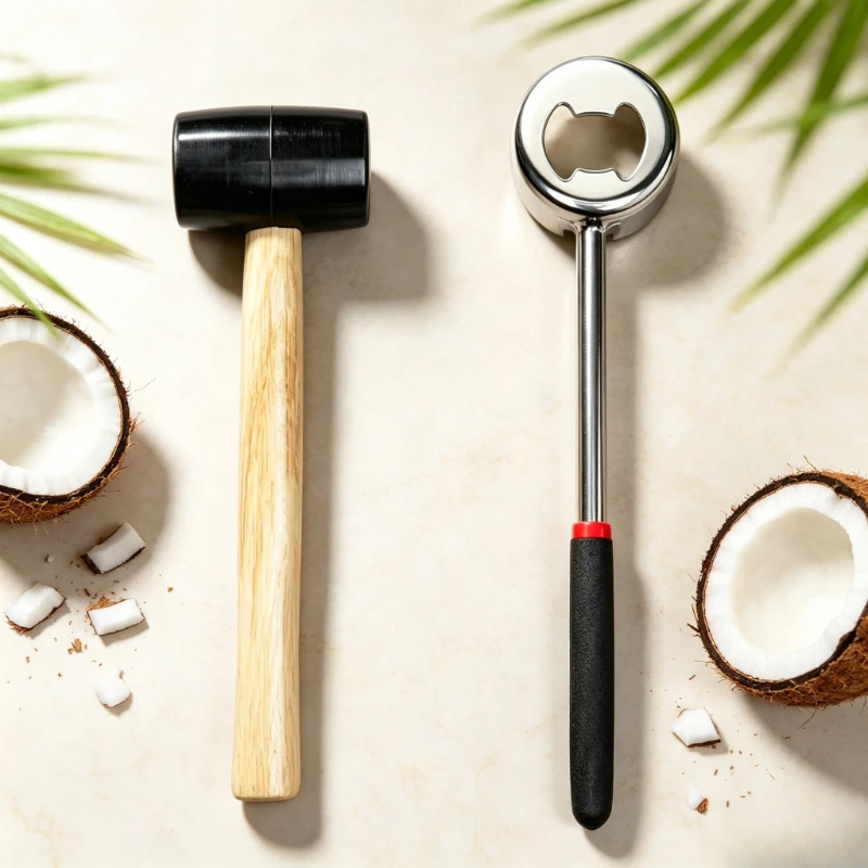Coconut Opener Tool Set Stainless Steel Coconut Puncher with Mallet  Coconut Scraper Beer Bottle Opener for Home Shop Use