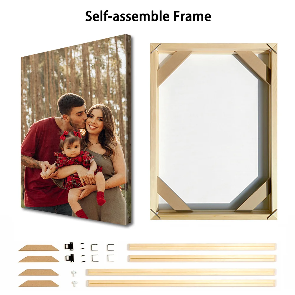 1 Pc Customized Photos on Canvas with DIY Wood Frame or frameless poster,Personalized Custom Photos for Your Lover,family,friend image 2