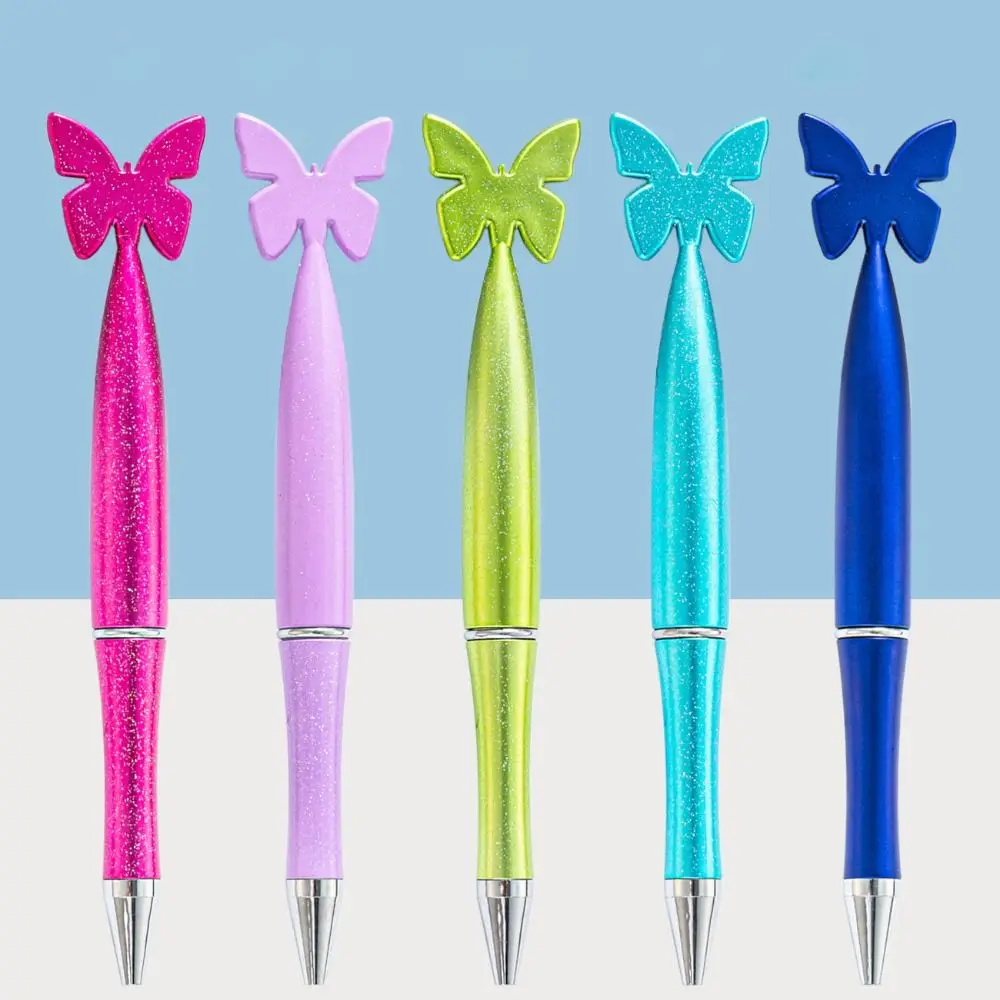 Writing Supplies Cartoon Butterfly Plastic Pen Cute Unique Ballpoint Pen Black Ink Multifunction Signature Pen Student