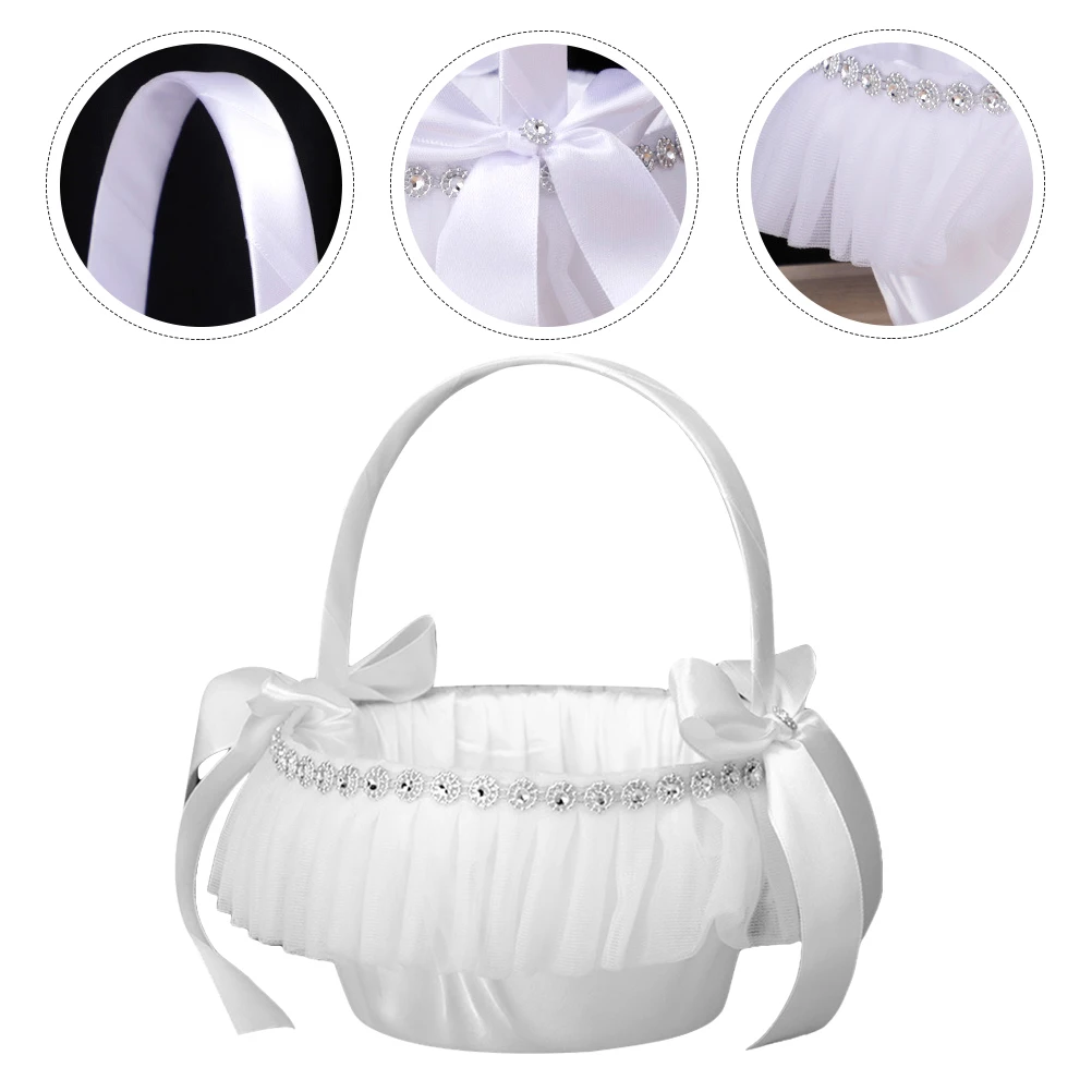 1 قطعة يده لتخزين بتلات الزفاف العروس زهرة الحاويات ريفي الدانتيل تصميم الطرف الديكور سلة للزهور الزفاف