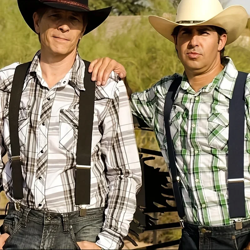 حمالات رجالية بمقاس كبير قابلة للتعديل بعرض 50 مم، ومرونة عالية مع 4 مشابك قوية بتصميم X-Back، وأقواس بنطلون شديدة التحمل