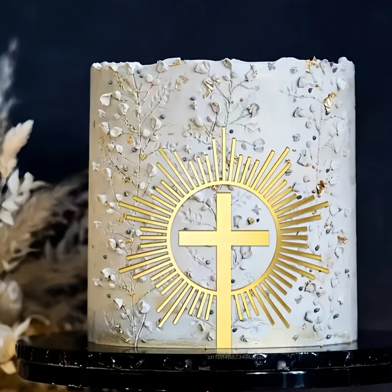 3 قطع من قطع علوية الكيك لعيد الميلاد السعيد والمناولة المقدسة - ديكور متقاطع وحروف PMMA لعيد الميلاد وعيد الميلاد والاحتفالات الدينية (E) #3