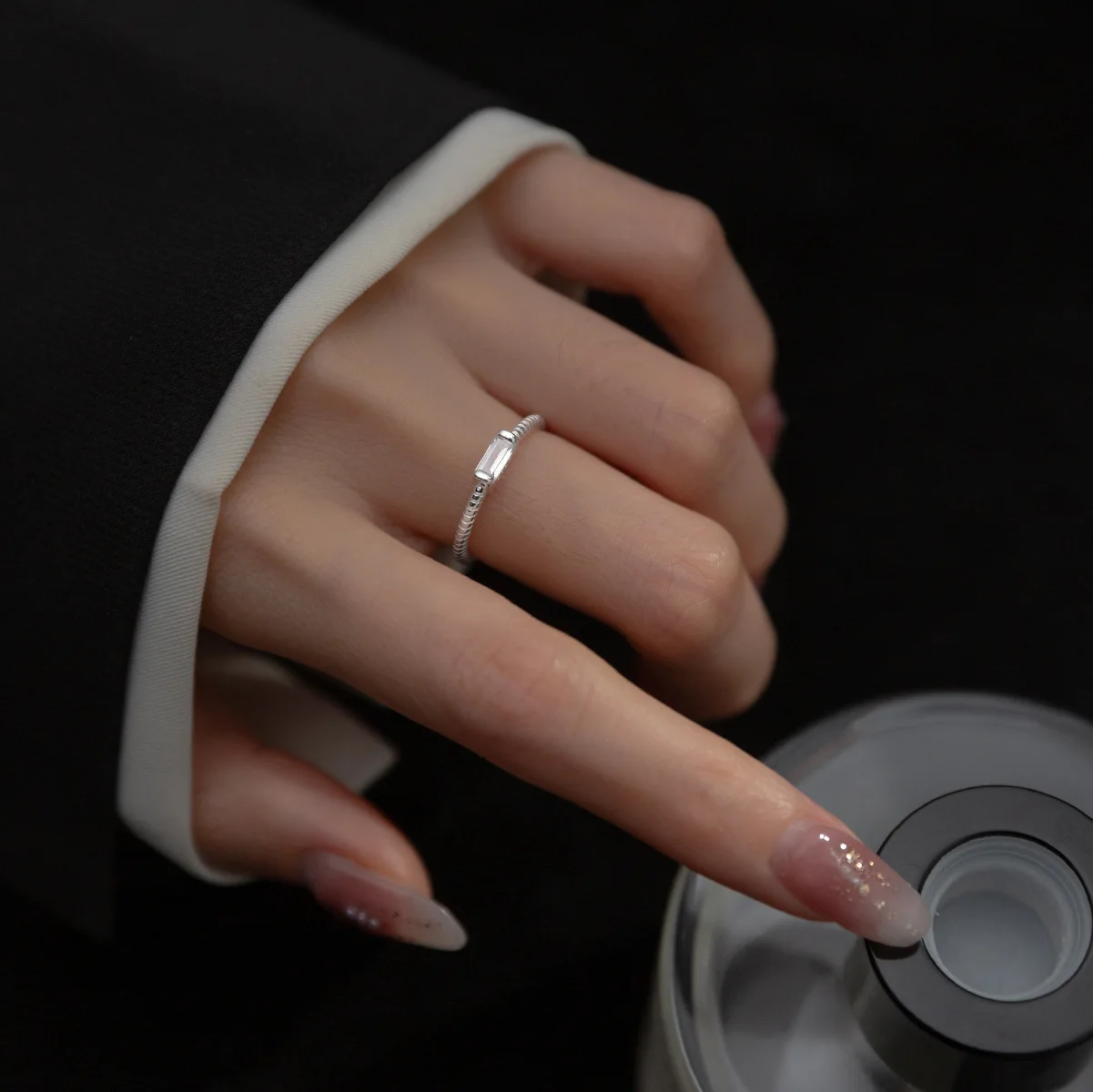 Women's 925 Sterling Silver Geometry Zircon Engagement Ring