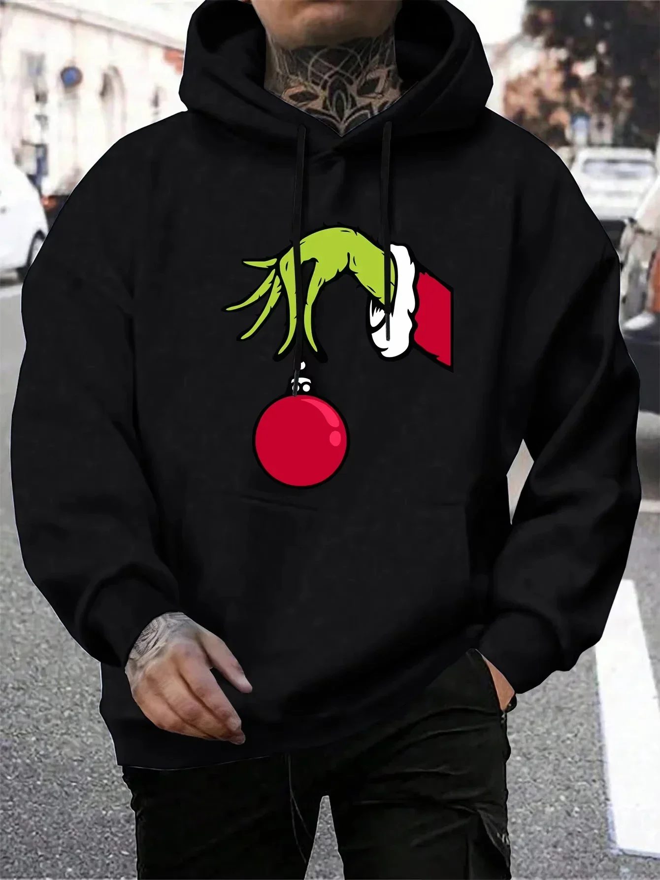 

2025 Green Haired Monsters Get Christmas Gifts Hoodie Man Grinch 2dHoodies Warm Fleece Fur-Liner Men Hoody Casual Pullover