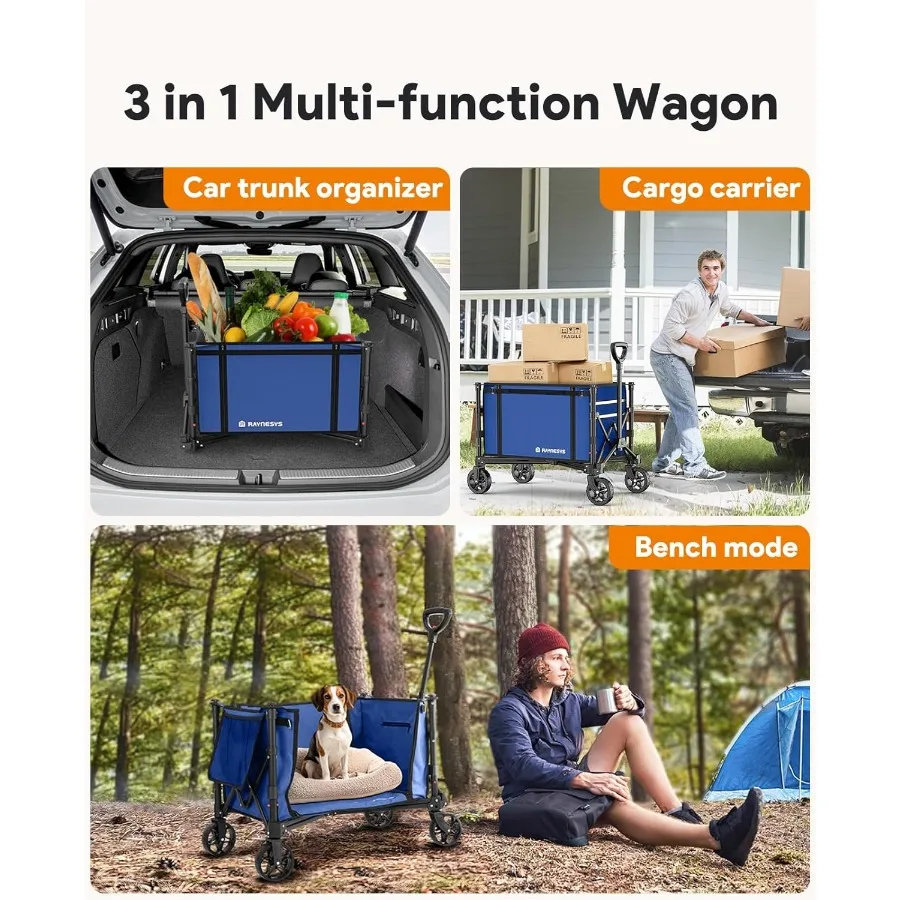 Складная тележка с колесами, вместимость 220 фунтов, складная тележка 120 л, большая тележка для покупок для продуктов, пляжа, сада, кемпинга S