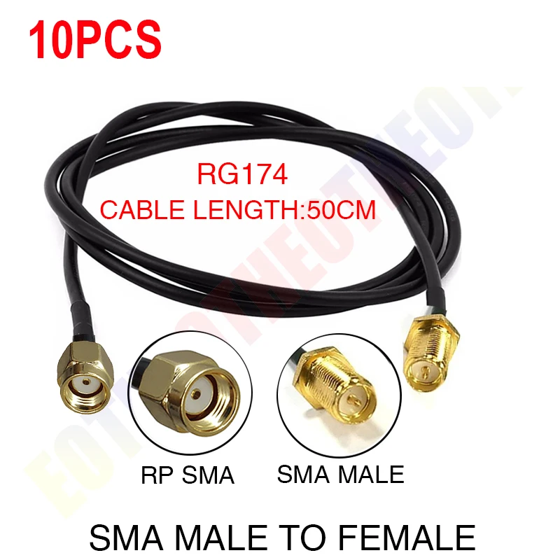 50cm Extension Cable RG174 Coaxial Electrical wire SMA Male to F emale security monitorarm wifi connection electric accessory