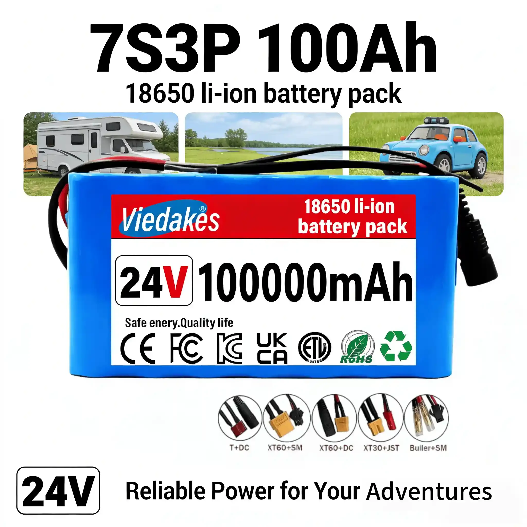 

VIEDAKES 24V 7S3P 18650 Battery Pack 10Ah with BMS Protection for Electric Wheelchair and Mobility Devices