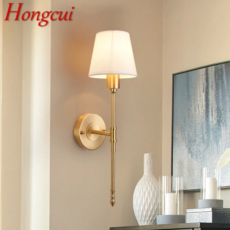 

Hongcui American Brass Wall Lamp Indoor Living Room Bedroom Bedside Lamp Retro Hotel Corridor Hallway Wall Lamp