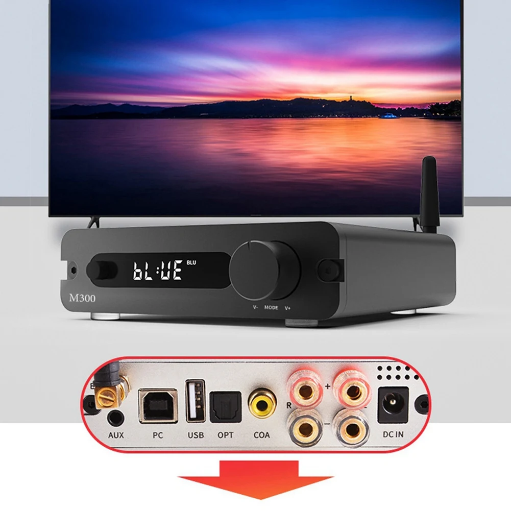 Amplificador decodificador integrado máquina m300 febre usb classe d amplificador digital casa bluetooth amplificador de alta potência