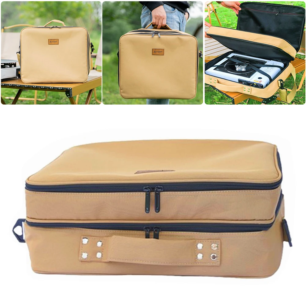 

Double Layers Gas Tank Canister Storage Bag Oxford Cloth Wear Resistant High Capacity for Baking Tray Cassette Stove Gas