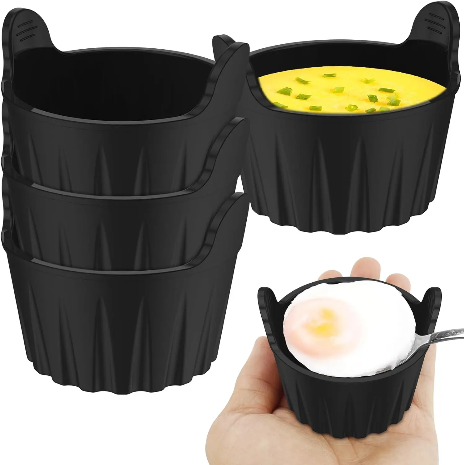 1Pcs Air Fryer Egg Poacher Food Grade Silicone Egg Poaching Cups Non-Stick Round Silicone Ramekins Reusable Silicone Baking Cups