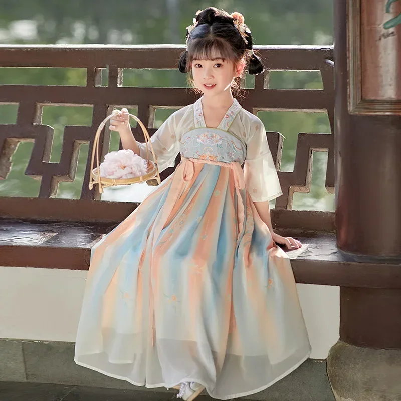 Födémgerenda cosplay Dohosodik hanfu ruhát Elárusítónő gyerekeknek ruhák gyerekek Első lépés Tündér dresses lányok Hagyományos chinesa Öltözés vestidos