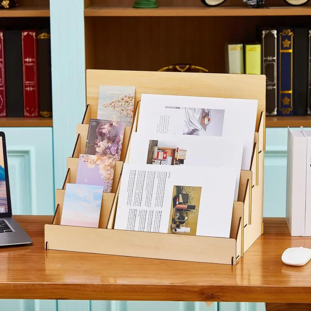 Stable Structure Shelf Greeting Card Display Stand 4-layer Storage Shelf Strong Load-bearing Multi-functional Rack for Cards