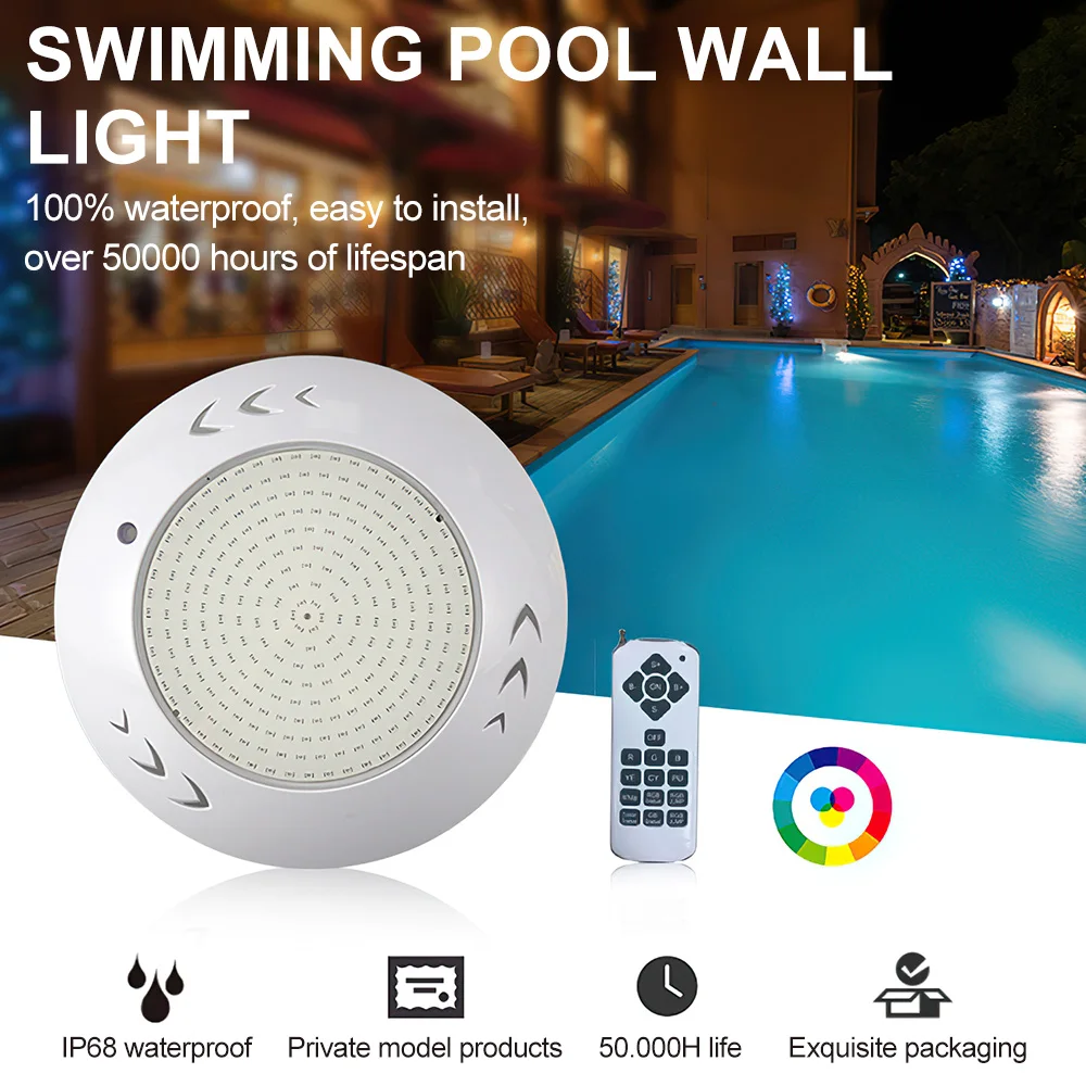 Underwater RGB LED Light Swimming Pool Submersible Light AC 12V/24V 35W IP68 Waterproof Seven Color Spa Lamp with Remote Control