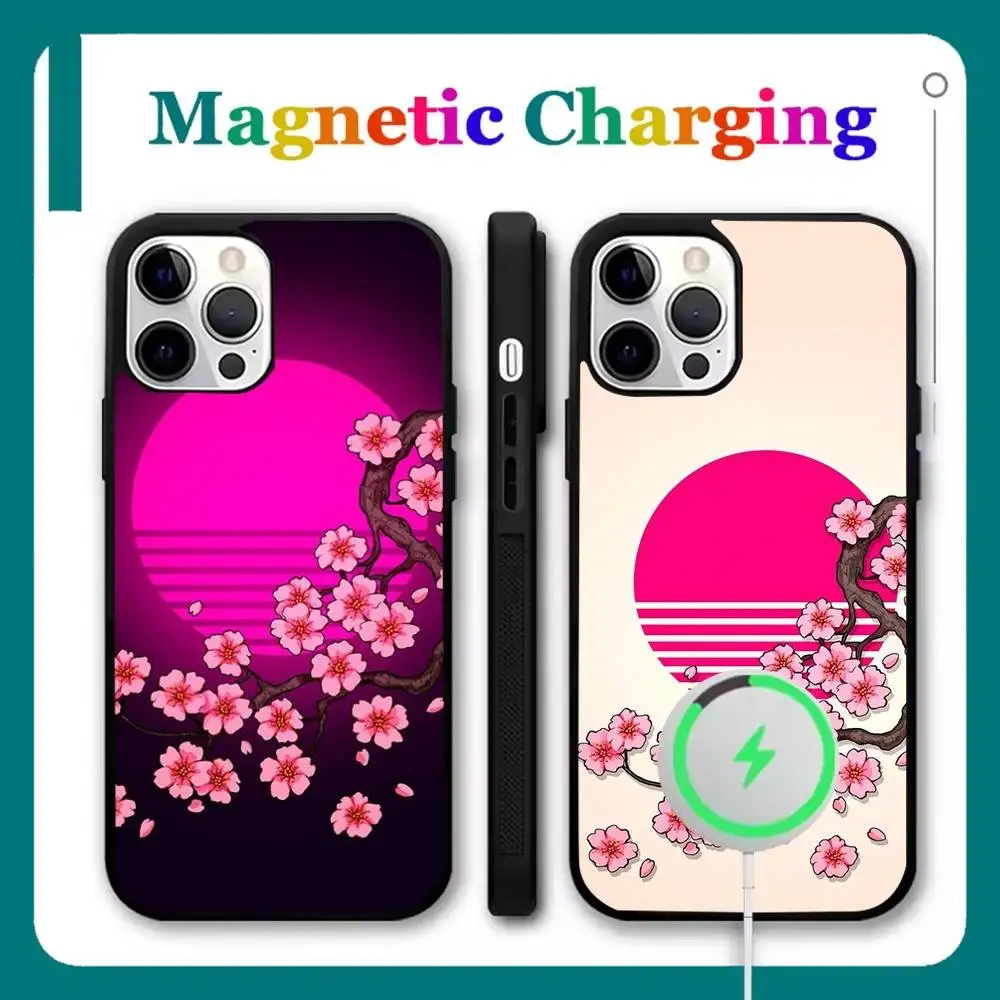 حافظة هاتف VHS Sakura Rewind لهاتف iPhone 17,16,15,14,13,12,11,Pro,Max,Plus,Mini,Air,SE شحن لاسلكي مغناطيسي جديد Magsafe
